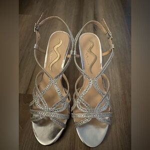 Nina Silver Strappy Heels